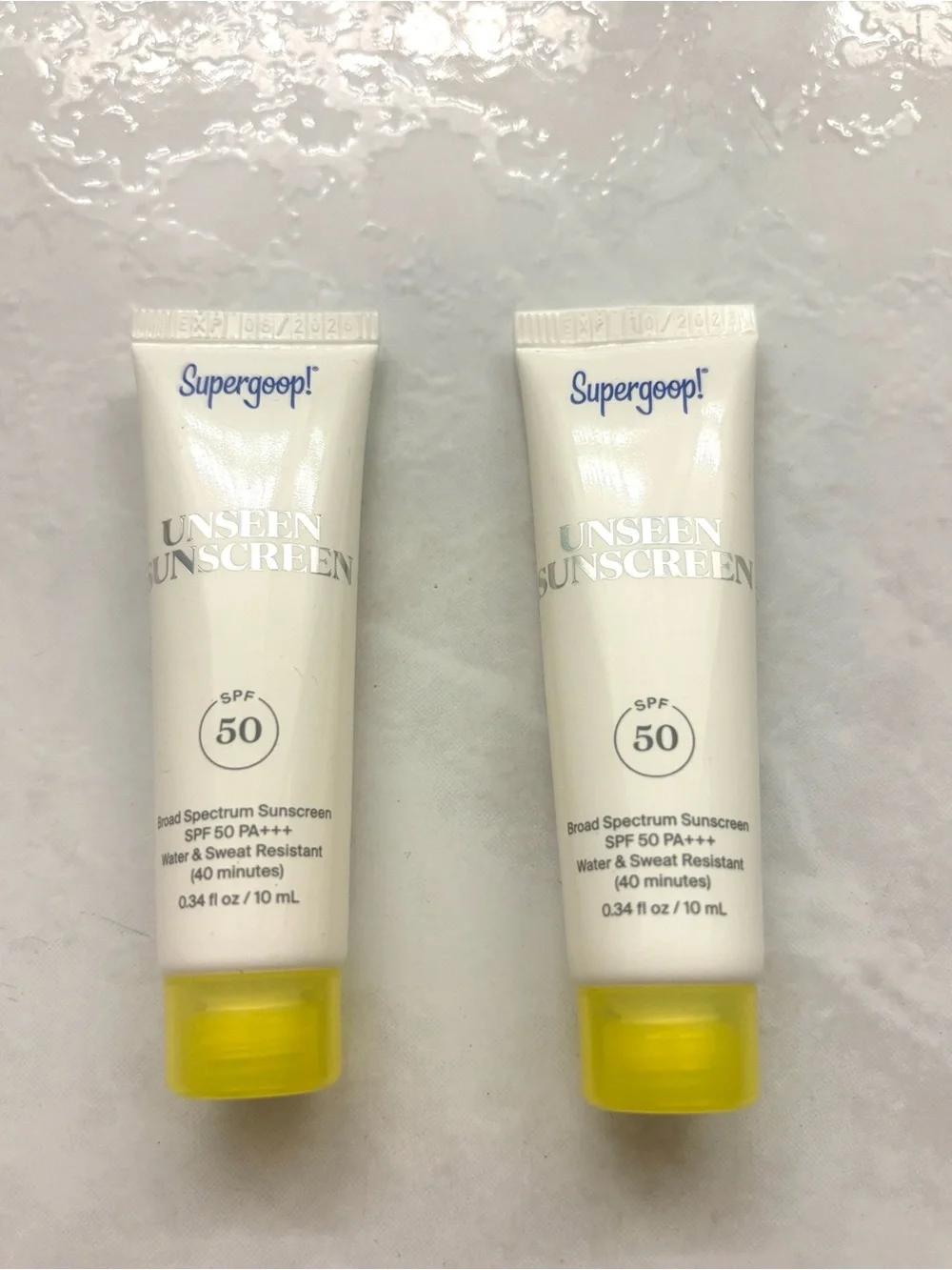 Set of 2 Supergoop! Unseen Sunscreen SPF 50 travel size 10 ml each